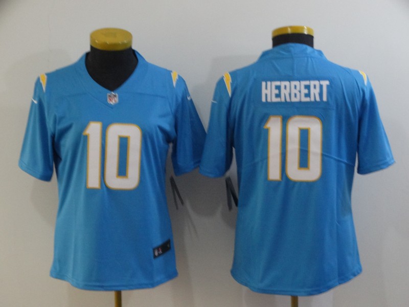 Women's Los Angeles Chargers #10 Justin Herbert Blue Vapor Untouchable Limited Stitched NFL Jersey